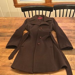 Womens Wool trench coat dark brown